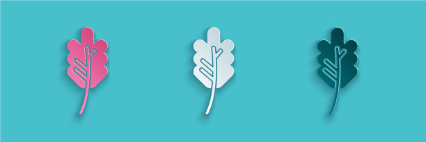 剪纸叶子图标孤立在蓝色背景图片下载