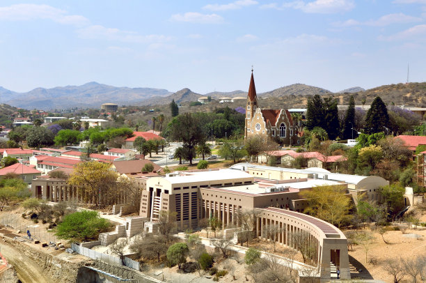 温得和克市容，市区鸟瞰图图片下载