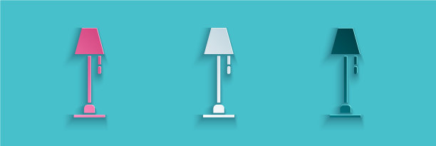 剪纸落地灯图标孤立在蓝色图片下载