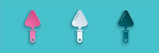 剪纸抹子图标孤立在蓝色背景图片下载