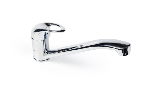 单手柄厨房水龙头，白色表面，俯视图图片下载