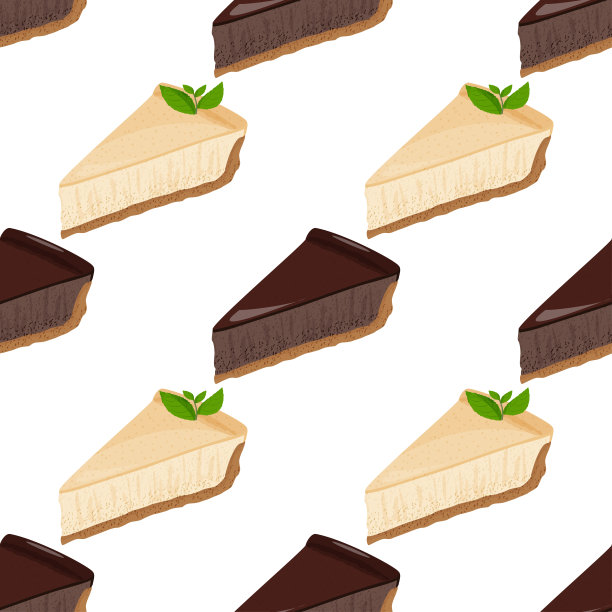 经典的芝士蛋糕背景。矢量甜蜜无缝图案。图片下载