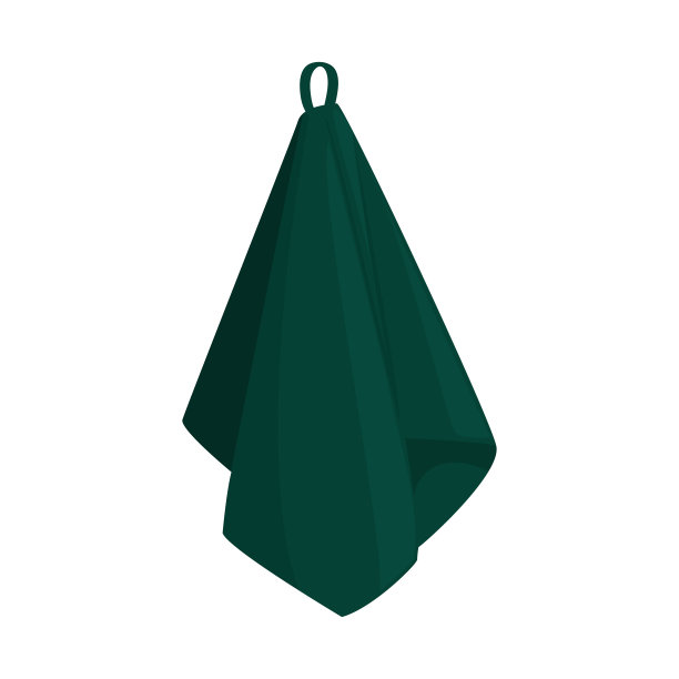 深绿色的挂毛巾插图。孤立在白色背景上。图片下载