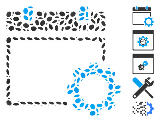 椭圆形拼贴日历页选项齿轮图片下载