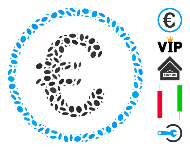 椭圆形镶嵌欧元硬币图片下载