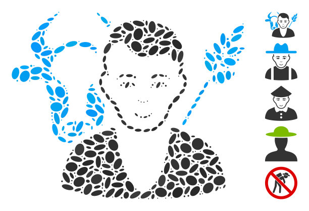 椭圆形马赛克农民图片下载