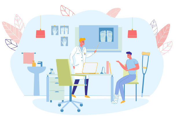 Tramatologist与患者谈论损伤图像图片下载