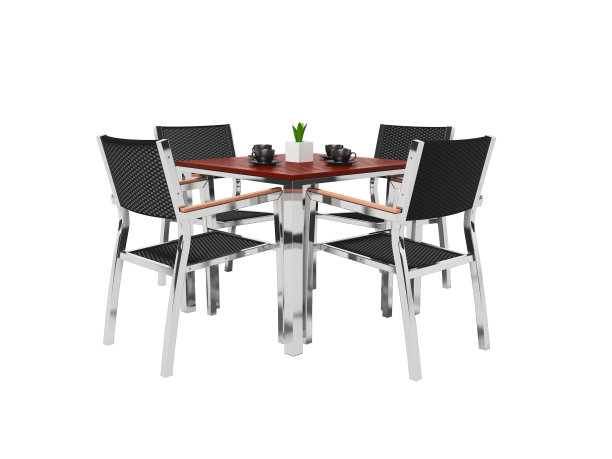 桌子和高椅子孤立的3D渲染在白色的背景上没有阴影图片下载