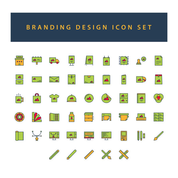 品牌和设计图标设置与填充轮廓图片下载