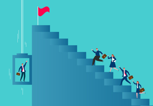 商业人士用两种不同的方式爬楼梯来达到他们的目标图片下载