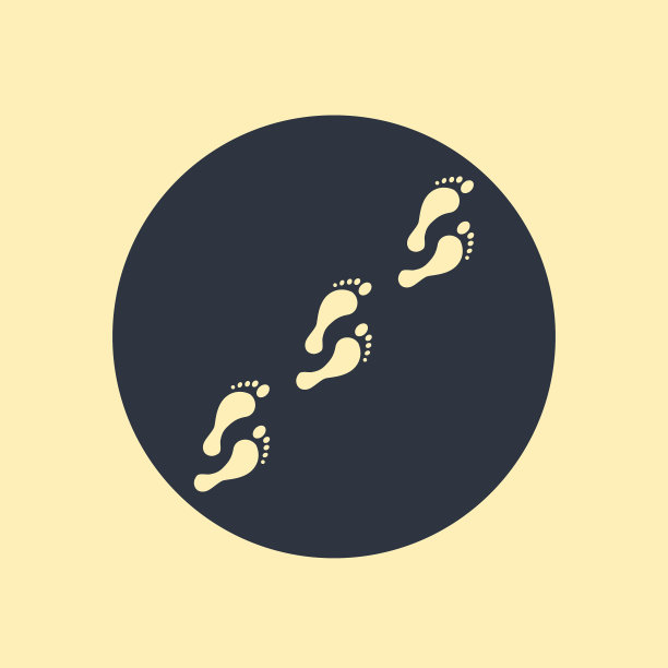 印鞋道。圆形背景上的足迹人类图标图片下载