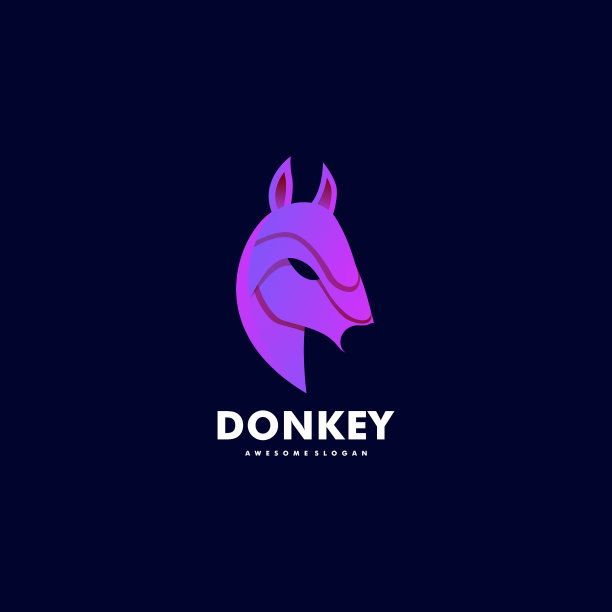 标志驴头渐变色彩风格图片下载
