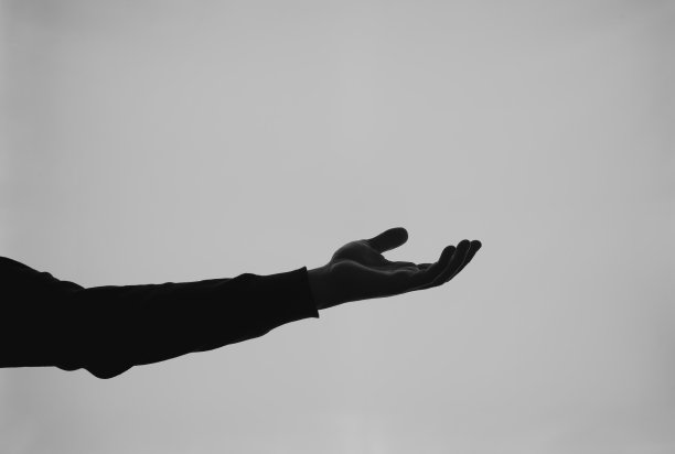 手情剪影黑白图片下载