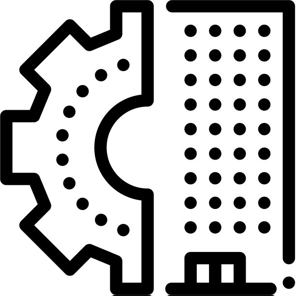 齿轮摩天大楼轮廓图标图片下载