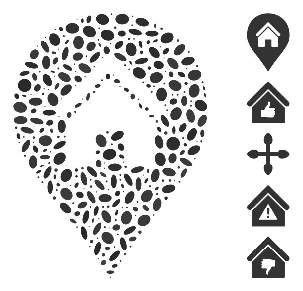椭圆拼贴画：房地产地图标记图片下载