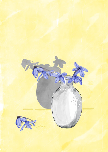 花瓶里的蓝锡拉花图片下载