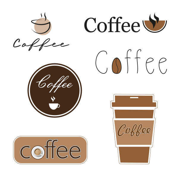 咖啡标识选项，咖啡矢量图像图片下载