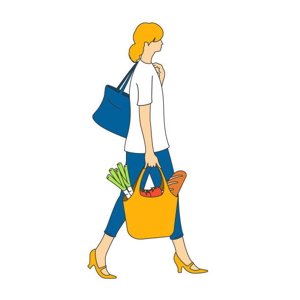 女人用环保袋购物图片下载