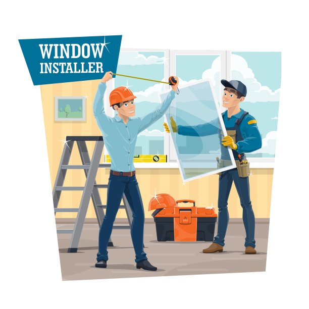 UPVC windows安装工人，矢量图片下载