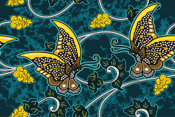 无缝模式与花卉和蝴蝶插图向量图片下载