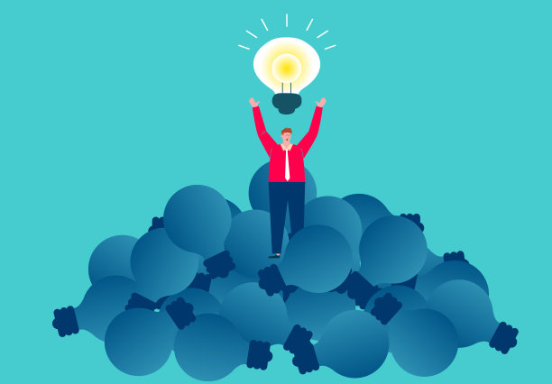 商人在昏暗的灯泡中找到明亮的灯泡，寻找解决问题的办法图片下载