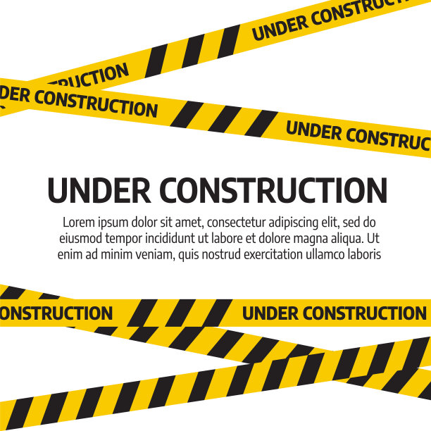 网站页面正在建设中。在建设胶带警告横幅向量图片下载