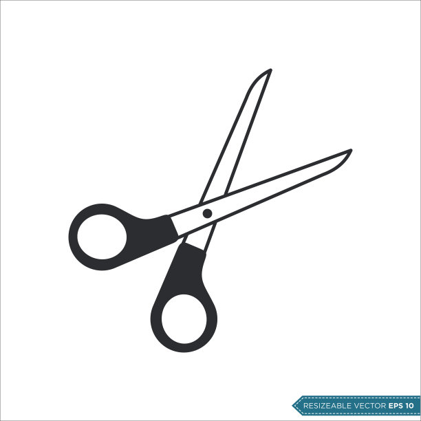 剪刀图标矢量模板插图时尚设计图片下载