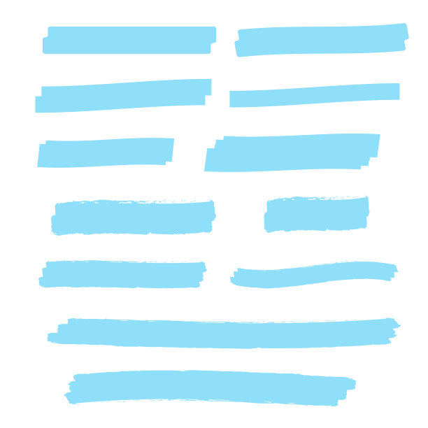 矢量黄色高亮笔刷线。毛笔下划线。黄色水彩手绘高光图片下载