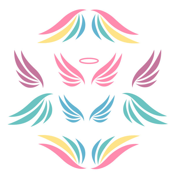 手绘天使翅膀。鸟翅膀的素描。空军标志图标。阿维亚矢量标志图片下载