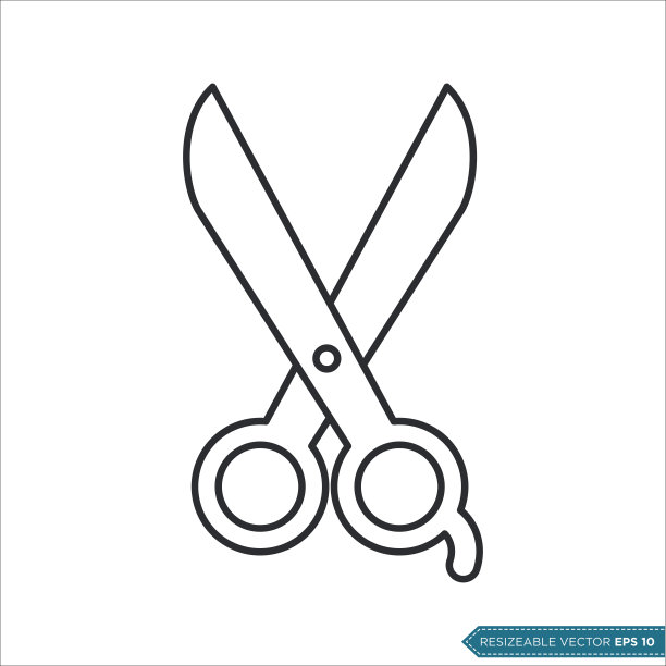 剪刀图标矢量模板插图时尚设计图片下载