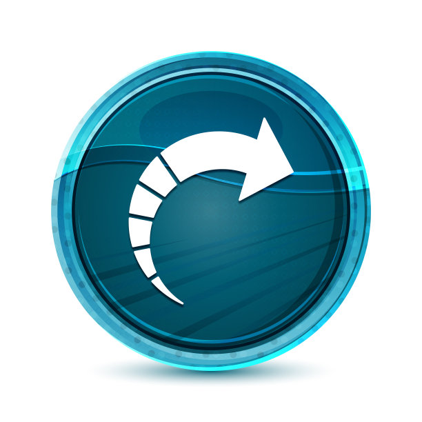 下一个箭头图标优雅的玻璃蓝色圆形按钮矢量设计插图图片下载