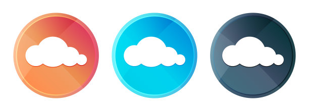 云图标蒸汽雾圆形按钮设置闪亮的插图图片下载