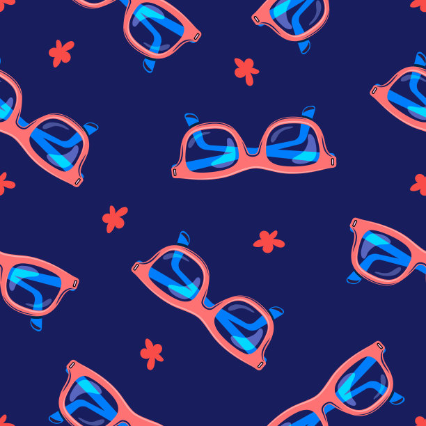 太阳眼镜海滩度假村无缝图案设计。图片下载