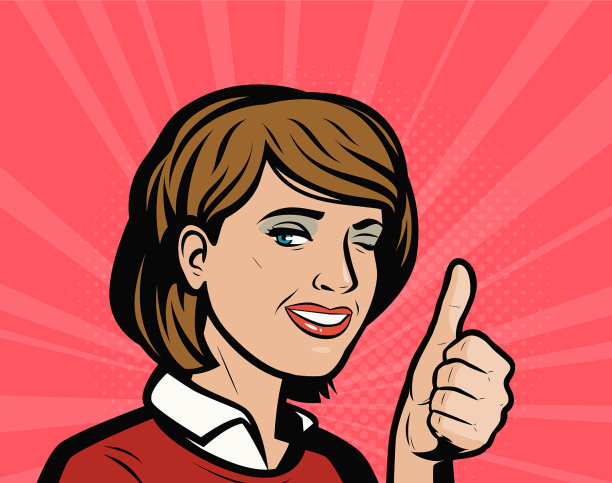 美丽的女孩用拇指表示赞同图片下载