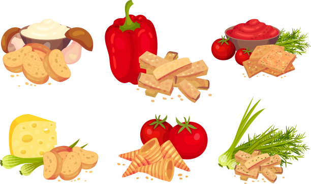 各种口味的面包丁图片下载