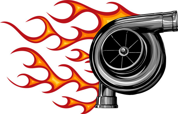 带有火焰的涡轮增压器图片下载