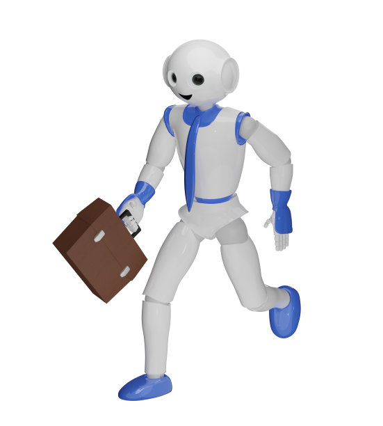 机器人带着公文包跑。图片下载