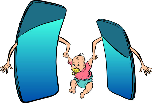 在线学习智能手机养育孩子的母亲和图片下载