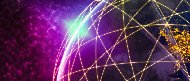 3D插画全球现代创意交流和互联网网络地图图片下载