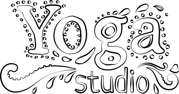 瑜伽工作室设计模板上的墨水或水彩图片下载