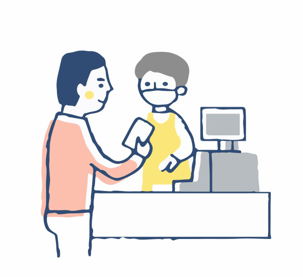 一名男子在收银机前进行非接触式付款图片下载