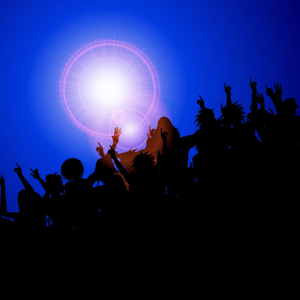 剪影节日活动人群在蓝色图片下载