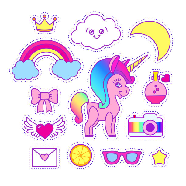 独角兽贴纸集可爱儿童收藏用图片下载