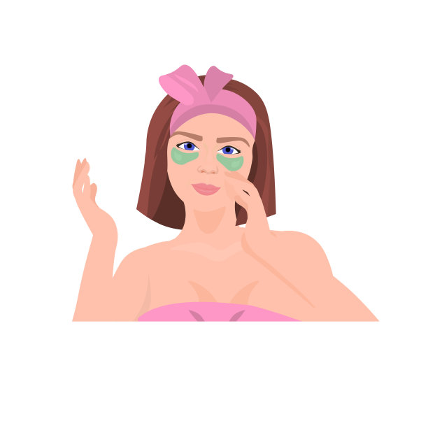 年轻女子敷眼罩，女孩清洁和图片下载