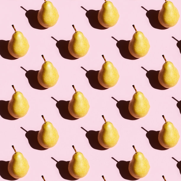 无缝规则的创意图案的水果梨与黑暗的阴影。印刷织物，包装纸。图片下载