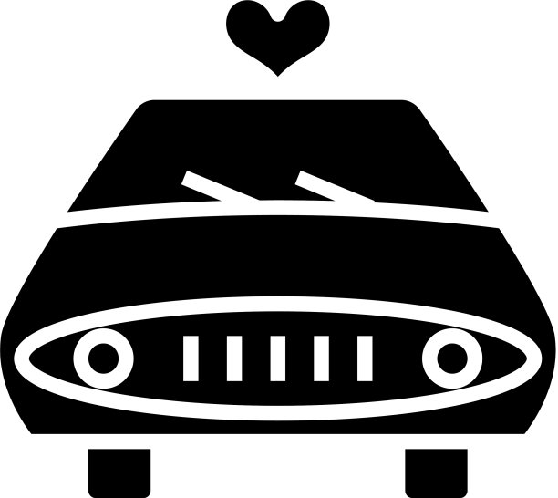 婚礼车黑色图标概念图片下载