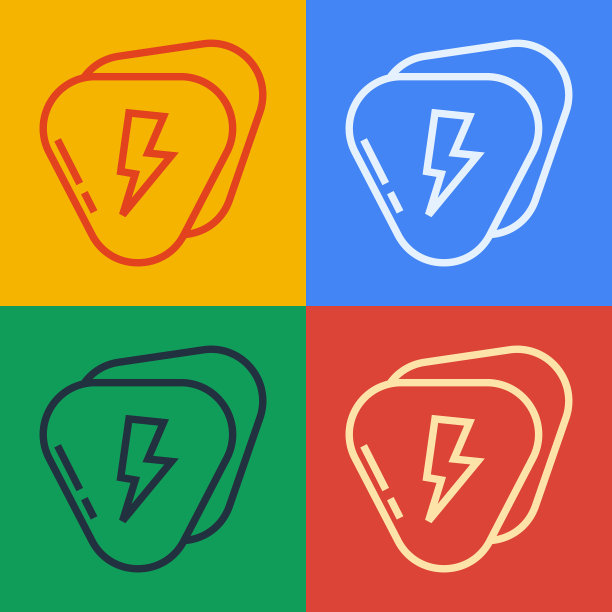 流行艺术线吉他挑图标孤立的颜色图片下载