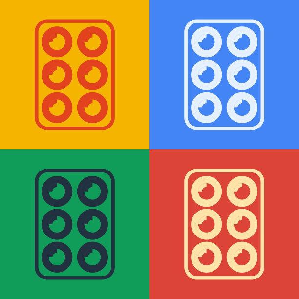 波普艺术线水彩画在方框图标图片下载