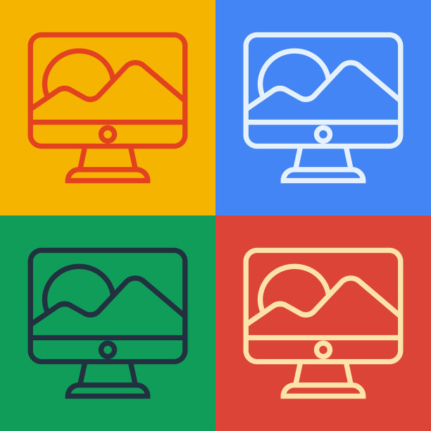 波普艺术线电脑显示器屏幕图标隔离图片下载