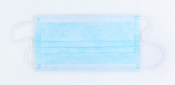 冠状病毒外科口罩隔离白底俯视图，冠状病毒19病毒防护概念图片下载